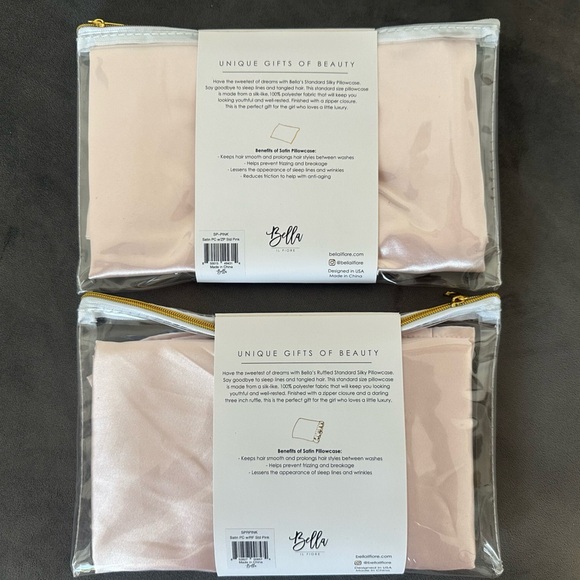 Set of Bella IL FIORE Soft Pink Ruffled Standard Silky 2 Pillowcases - Picture 3 of 8